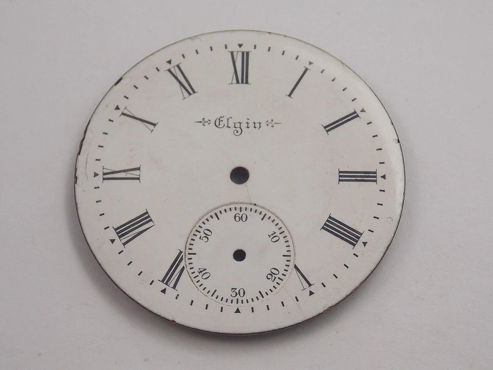 Elgin Blanco 42.46mm Reloj Dial para Relojes de Bolsillo Vintage Negro Número Romano Mrkr Foto 1 de 1