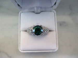 Beautiful 14K White Gold over Stainless Steel Ring 2.50Ct 9mm Green Diamond - Picture 1 of 9