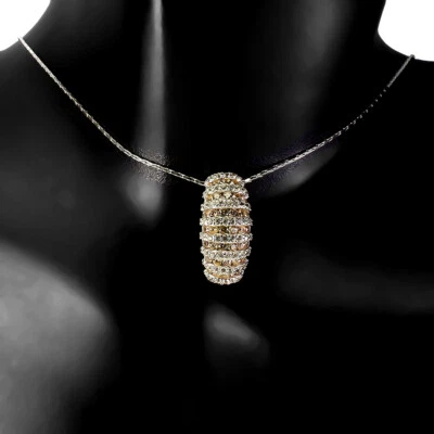 925 Sterling Silver Necklace Round Sapphire Diamond Cut Topaz Gemstone Jewelry - Image 1 of 4