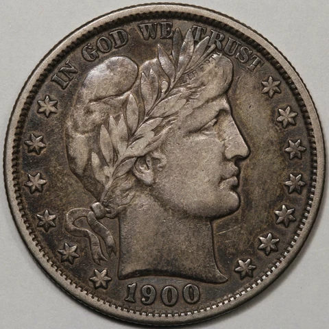 1900 Barber Half Dollar XF Condition - Toned Cover