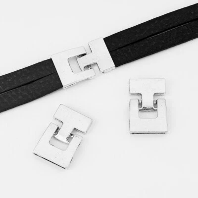 3 Sets Antique Silver T-Bar Hook Clasp For 5mm 10mm 20mm Flat Leather Bracelet - Image 1 of 4