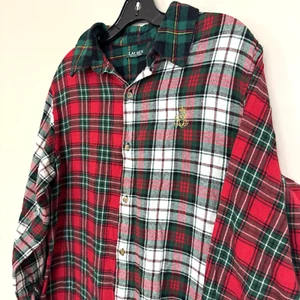 Camicia Lauren Ralph Lauren multicolore a quadri manica 3/4 con bottoni in flanella taglia L - Foto 1 di 6