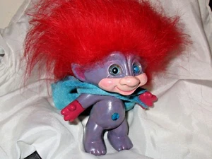 SUPERHERO TROLL 4" doll remake CUSTOM New Red Hair trolls dolls cape unique ooak - Picture 1 of 6