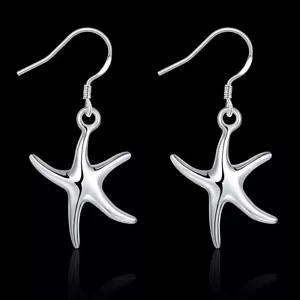 Venta al por mayor pendientes colgantes de plata 925 estrellas de mar para mujeres joyas clásicas de moda - Imagen 1 de 6