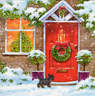 3 Servietten ~ Weihnachten, Haus mit roter Tr, Hund, Weihnachtstopiary ~ 33x33