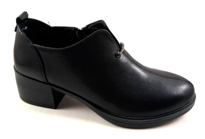 Zapato/botín Bonavi 2R3-19 de cuero negro con tacón bajo Foto 1 de 4