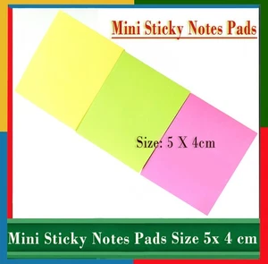 10 X 3 Mini Sticky Notes Pads size 5x 4 cm Memo Office 3 colour 80 sheets  - Picture 1 of 5
