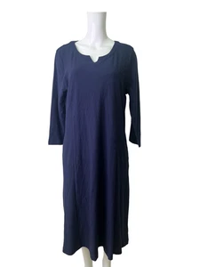 Vestido midi de algodón Adini talla L azul marino manga larga elástico para mujer NUEVO EU 44 PRECIO DE VENTA SUGERIDO POR EL FABRICANTE 60 £ - Imagen 1 de 10