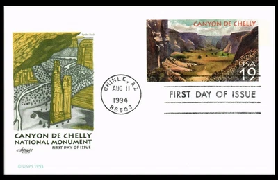 CANYON DE CHELLY MONUMENT CHINLE ARIZONA ARTMASTER CACHET FIRST DAY CARD UNADDR - Image 1 of 2