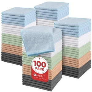 Microfiber Washcloths Bulk Towels Set 100 Pack, Highly Absorbent and Soft Fee... - Picture 1 of 7