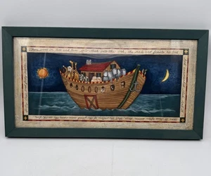 VTG Noah's Ark Framed Print Child Nursery Room Wall Art Biblical Verse Genesis  - Picture 1 of 20