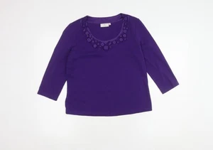 CC Petite Women Purple Round Neck 3/4 Sleeve Top - Picture 1 of 12