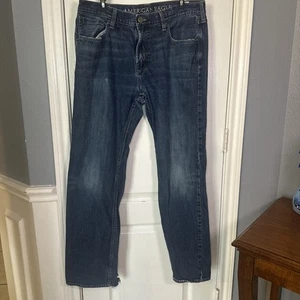 American Eagle Men’s Low Rise Boot Cut Size 36x34 Color Blue  - Picture 1 of 12