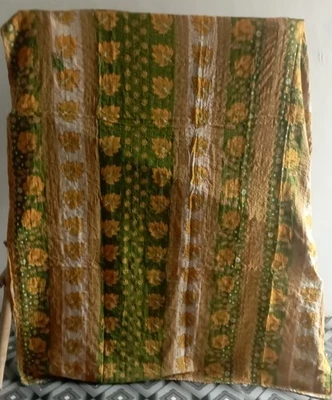 Vintage Indian Handmade Quilt Kantha Bedspread Throw Cotton Blanket Ralli Gudari - Image 1 of 2