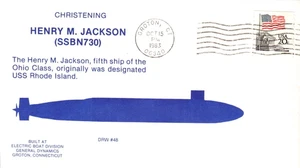 USS HENRY M JACKSON SSBN-730 BAUTIZO 15 DE OCTUBRE 1983 GROTON CT CACHÉT - Imagen 1 de 1