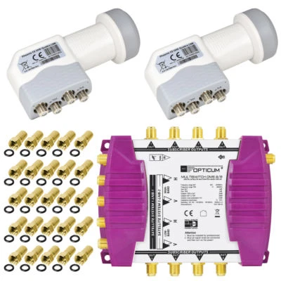 Opticum SAT Multischalter 9/8 Multiswitch + 2 TechniSat Quattro LNB HD 4K UHD - Bild 1 von 4