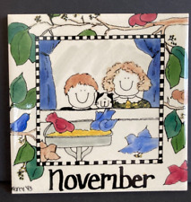 Vintage H&R Johnson November Calendar Tile Artist Nancy '93 Made in England