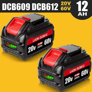2x For Dewalt 20V/60V MAX 12 Ah Lithium Battery FLEXVOLT DCB609-2 DCB606 DCB612 - Picture 1 of 16