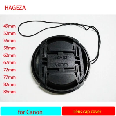 2PCS 49 52 55 58 62 67 72 77 82 86 mm Front Lens Caps Cover for Canon With Logo - Image 1 of 3