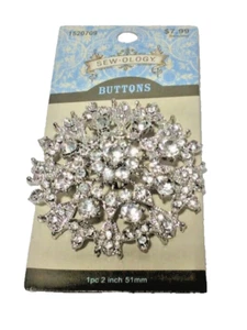 Sew-Ology Silver Rhinestone Shank Button 51mm - Picture 1 of 1