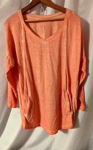 Túnica Soft Surroundings naranja/melocotón para mujer talla grande L bolsillos delanteros cuello en V - Imagen 1 de 11