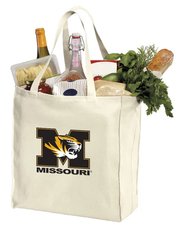 MISSOURI TIGERS Shopping BagsGrocery Tote SHOPPER -100% NATURAL COTTON! Cover
