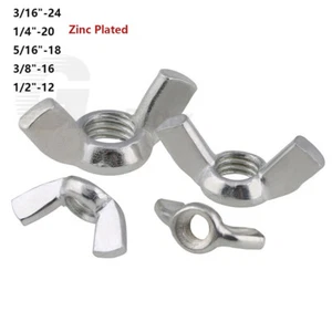 Wing Nuts Zinc Plated Butterfly DIN 315 3/16" 1/4"-20 5/16" 3/8" 1/2" Wingnuts - Picture 1 of 6