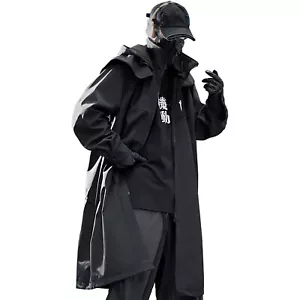 Niepce Herren Japanischer Streetwear Langer Trenchcoat mit Hoodie - Bild 1 von 37