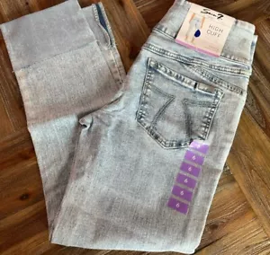 Seven 7 Pull On Cropped Jeans Gr. 6 Faded Blue High Cuff Stretch Denim Hose - Bild 1 von 5