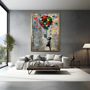 Banksy Girl Graffiti, Famous Canvas, Banksy Girl Artwork, Banksy Balloon Canvas - Picture 1 of 5
