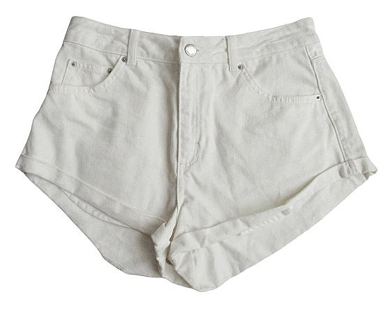Pantalones cortos de mezclilla Top Shop talla US 6 blanco dobladillo enrollado Foto 1 de 4