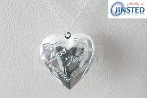 Stylish Silver Love Faith Heart Locket Pendant Charm with Necklace Chain WN047 - Picture 1 of 3