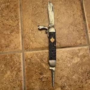 Vintage BSA Cub Scout Folding Pocket Knife Camillus New York USA Blue 3 Blade - Picture 1 of 10