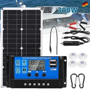 300W Solarpanel 12V Solarmodul 30A Ladegerät USB Kit Für Wohnwagen Camping Boot - Bild 1 von 18