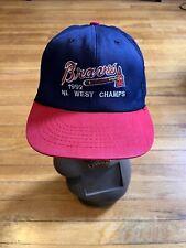 VINTAGE Atlanta Braves Hat Cap Blue Snapback 1992 NL West Champs Baseball MLB