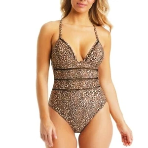 Bar III Bonita Cheetah X-Back One-Piece Swimsuit Size M - Picture 1 of 7