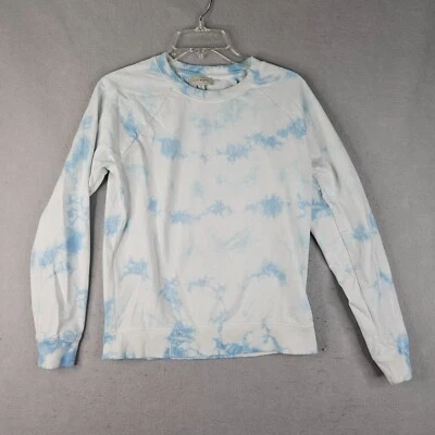 Lucky Brand Sweatshirt Womens Small Blue Bleach Dyed Basic Coastal Cozy - Image 1 of 4