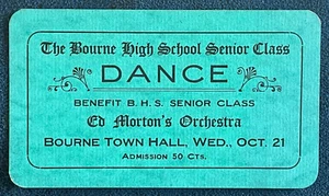 1940s Bourne, MA High School Senior Class Dance Invitation Ed Morton's Orchestra - Picture 1 of 3