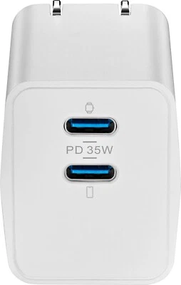Cargador de pared compacto Insignia 35W doble puerto USB-C para teléfono/tableta - blanco Foto 1 de 2