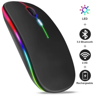 Wireless Mouse RGB Rechargeable Bluetooth Mice Wireless Computer Mause LED Backl - Image 1 of 4