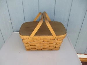 Großer Picknickkorb Vintage geflochtenes Holz - Bild 1 von 6