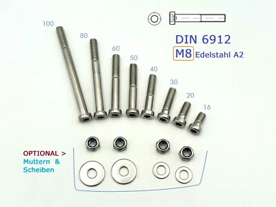 Zylinderschraube M8 niedrige Form DIN 6912 M8x40, M8x45, M8x50, M8x55, M8x60 - Bild 1 von 4