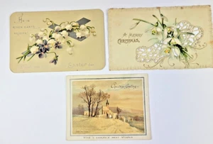 Lot of 3 Victorian Religious Trade Cards Two Christmas and One Easter - Picture 1 of 6