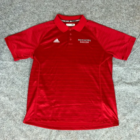Rutgers Scarlet Knights Mens Shirt Large Polo Red White Adidas NCAA Golf Sport Cover