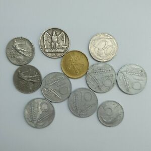 JOB LOT x11 Italy Italian Coins Inc 1927 5 Lire & Centesimi - Money 30G