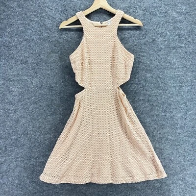 Vestido Solero Club Monaco Mujer 0 Beige Midi Cremallera Sin Mangas Algodón Forrado Crochet Foto 1 de 4