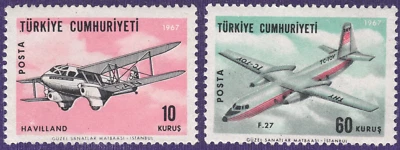 1967 Turkey SC# C39-C40 - Havilland - F. 27 - 2 Different Stamps - M-H   - Image 1 of 2
