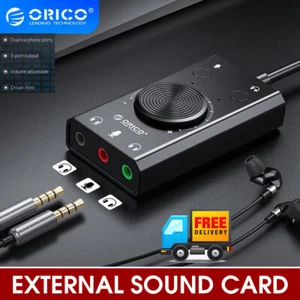 ORICO SC2 External USB Sound Card Output Volume Adjustable Audio Card Adapter PC - Picture 1 of 11