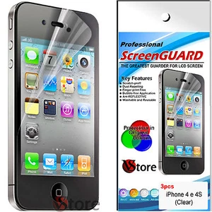 3 Pz PELLICOLA PELLICOLE PROTEGGI SALVA SCHERMO LCD PER APPLE IPHONE 4/4G/4S - Foto 1 di 1