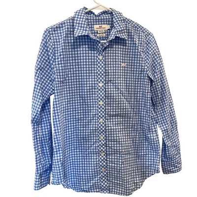 Vineyard Vines Kids Relaxed Fit Boys Size 2 Blue Gingham Check Button-Down Shirt - Image 1 of 4